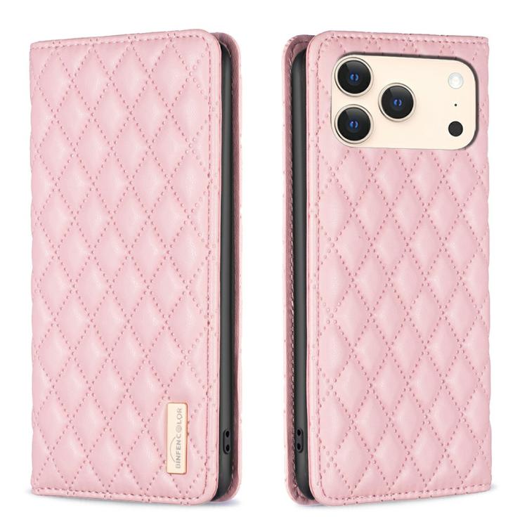 غطاء هاتف قابل للطي من الجلد المغناطيسي بنقشة شبكة الماس، لهواتف iPhone 17 Pro Max، iPhone 17 Pro، iPhone 17، iPhone Air، iPhone 16 Pro Max، iPhone 16 Pro، iPhone 16 Plus، iPhone 16