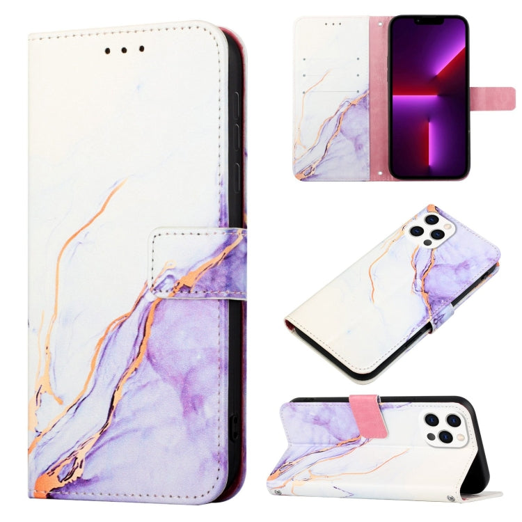 غطاء هاتف قابل للطي من الجلد بنقشة رخام PT003، لهواتف iPhone 15 Pro Max، iPhone 15 Pro، iPhone 15 Plus، iPhone 15، iPod Touch 7 / 6 / 5