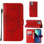 غطاء هاتف من الجلد بنقشة فراشة بارزة، لهواتف iPhone 16 Pro، iPhone 16 Plus، iPhone 16، iPhone 15 Pro Max، iPhone 15 Pro، iPhone 15 Plus