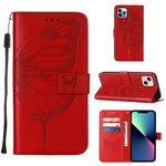 غطاء هاتف من الجلد بنقشة فراشة بارزة، لهواتف iPhone 16 Pro، iPhone 16 Plus، iPhone 16، iPhone 15 Pro Max، iPhone 15 Pro، iPhone 15 Plus