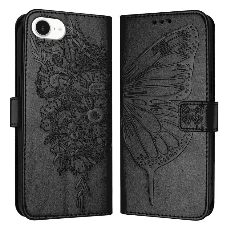 غطاء هاتف من الجلد بنقشة فراشة بارزة، لهواتف iPhone 17e / 16e، iPhone 17 Pro Max، iPhone 17 Pro، iPhone 17، iPhone Air، iPhone 16 Pro Max