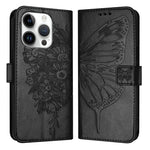 غطاء هاتف من الجلد بنقشة فراشة بارزة، لهواتف iPhone 16 Pro، iPhone 16 Plus، iPhone 16، iPhone 15 Pro Max، iPhone 15 Pro، iPhone 15 Plus