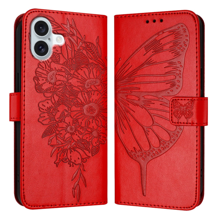 غطاء هاتف من الجلد بنقشة فراشة بارزة، لهواتف iPhone 16 Pro، iPhone 16 Plus، iPhone 16، iPhone 15 Pro Max، iPhone 15 Pro، iPhone 15 Plus