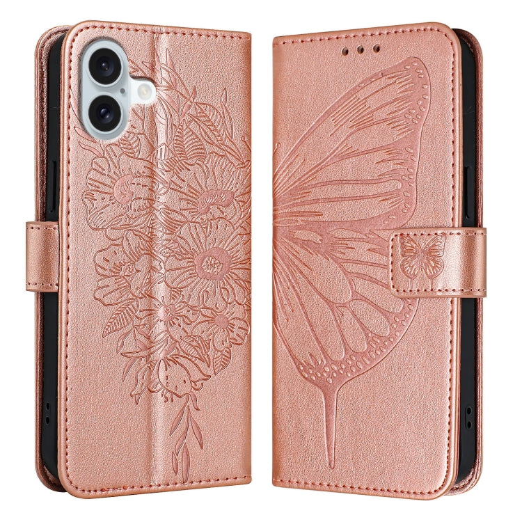غطاء هاتف من الجلد بنقشة فراشة بارزة، لهواتف iPhone 16 Pro، iPhone 16 Plus، iPhone 16، iPhone 15 Pro Max، iPhone 15 Pro، iPhone 15 Plus
