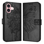 غطاء هاتف من الجلد بنقشة فراشة بارزة، لهواتف iPhone 16 Pro، iPhone 16 Plus، iPhone 16، iPhone 15 Pro Max، iPhone 15 Pro، iPhone 15 Plus