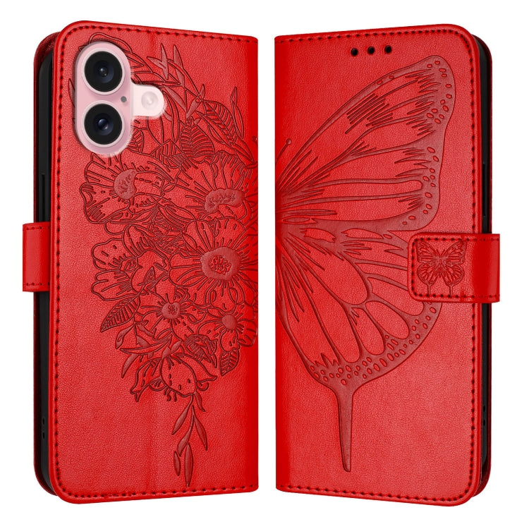 غطاء هاتف من الجلد بنقشة فراشة بارزة، لهواتف iPhone 16 Pro، iPhone 16 Plus، iPhone 16، iPhone 15 Pro Max، iPhone 15 Pro، iPhone 15 Plus