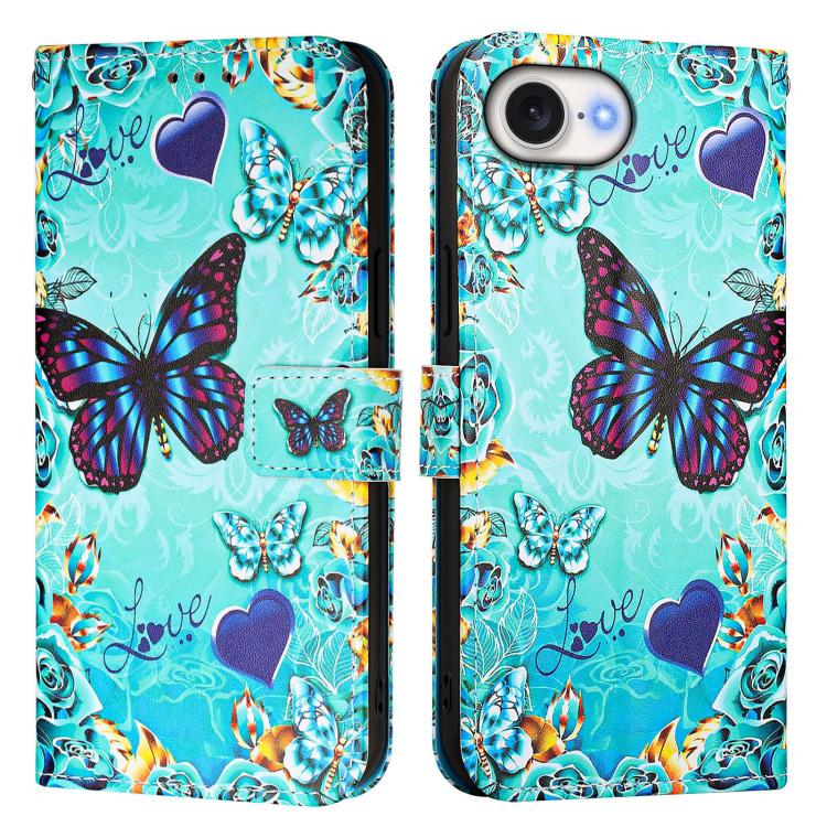 غطاء هاتف من الجلد بنقشة رسم ملونة بنسيج عادي، لهواتف iPhone 17e / 16e، iPhone 17 Pro Max، iPhone 17 Pro، iPhone 17، iPhone Air، iPhone 15 Pro Max