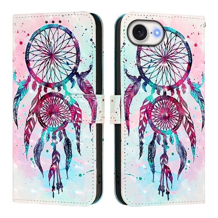غطاء هاتف من الجلد بطلاء ثلاثي الأبعاد وقلب أفقي، لهواتف iPhone 17e / 16e، iPhone 17 Pro Max، iPhone 17 Pro، iPhone 17، iPhone Air، iPhone 16 Pro Max