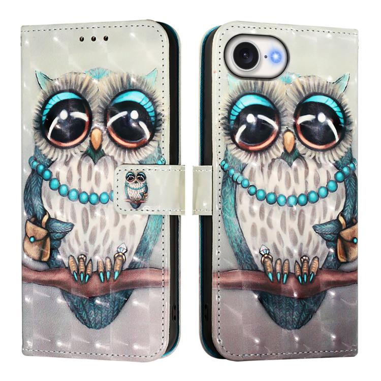 غطاء هاتف من الجلد بطلاء ثلاثي الأبعاد وقلب أفقي، لهواتف iPhone 17e / 16e، iPhone 17 Pro Max، iPhone 17 Pro، iPhone 17، iPhone Air، iPhone 16 Pro Max
