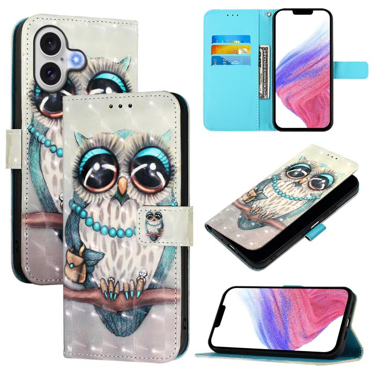 غطاء هاتف من الجلد بطلاء ثلاثي الأبعاد وقلب أفقي، لهواتف iPhone 17e / 16e، iPhone 17 Pro Max، iPhone 17 Pro، iPhone 17، iPhone Air، iPhone 16 Pro Max
