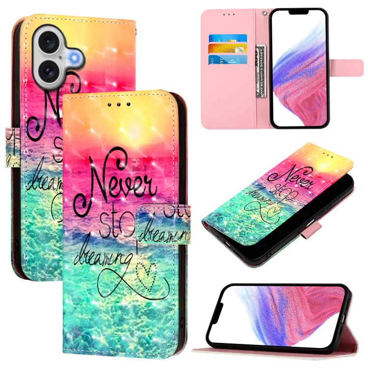 غطاء هاتف من الجلد بطلاء ثلاثي الأبعاد وقلب أفقي، لهواتف iPhone 17e / 16e، iPhone 17 Pro Max، iPhone 17 Pro، iPhone 17، iPhone Air، iPhone 16 Pro Max