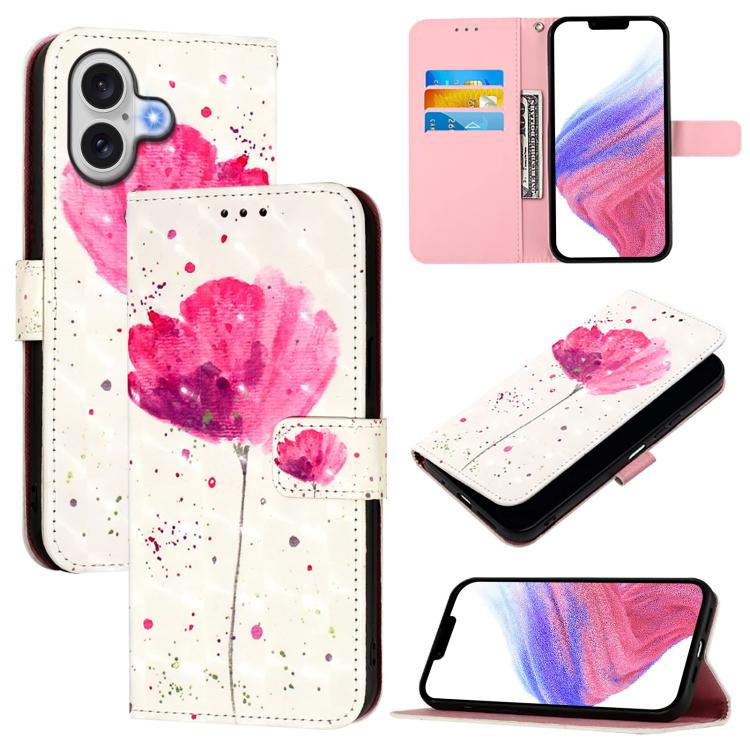 غطاء هاتف من الجلد بطلاء ثلاثي الأبعاد وقلب أفقي، لهواتف iPhone 17e / 16e، iPhone 17 Pro Max، iPhone 17 Pro، iPhone 17، iPhone Air، iPhone 16 Pro Max