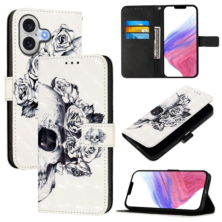 غطاء هاتف من الجلد بطلاء ثلاثي الأبعاد وقلب أفقي، لهواتف iPhone 17e / 16e، iPhone 17 Pro Max، iPhone 17 Pro، iPhone 17، iPhone Air، iPhone 16 Pro Max