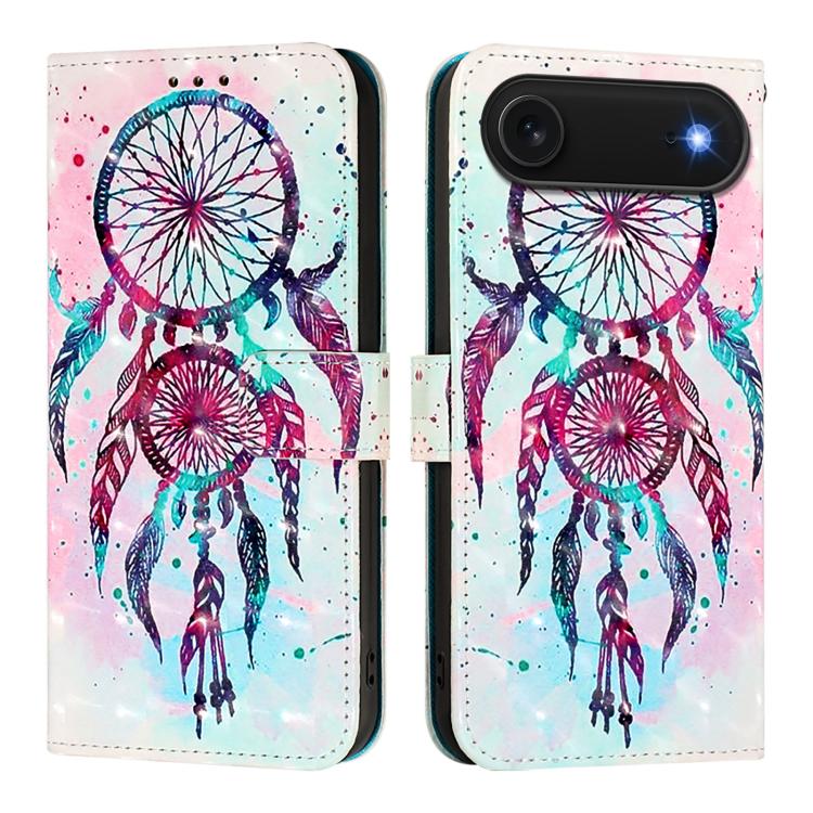 غطاء هاتف من الجلد بطلاء ثلاثي الأبعاد وقلب أفقي، لهواتف iPhone 17e / 16e، iPhone 17 Pro Max، iPhone 17 Pro، iPhone 17، iPhone Air، iPhone 16 Pro Max