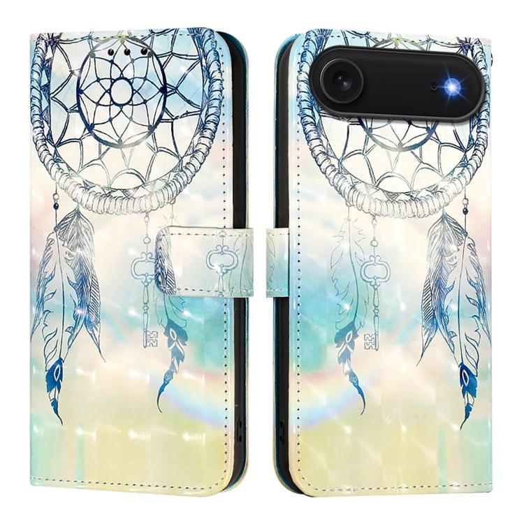 غطاء هاتف من الجلد بطلاء ثلاثي الأبعاد وقلب أفقي، لهواتف iPhone 17e / 16e، iPhone 17 Pro Max، iPhone 17 Pro، iPhone 17، iPhone Air، iPhone 16 Pro Max