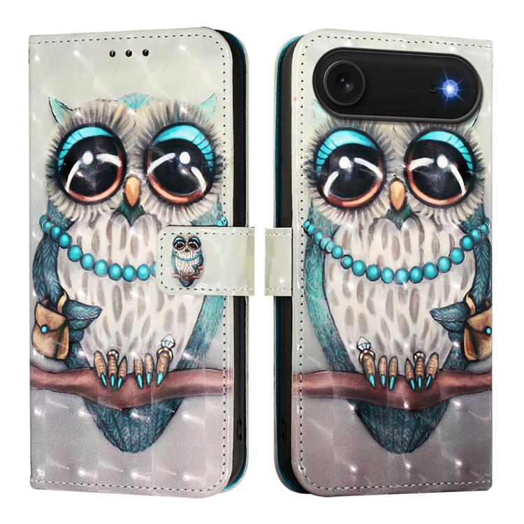 غطاء هاتف من الجلد بطلاء ثلاثي الأبعاد وقلب أفقي، لهواتف iPhone 17e / 16e، iPhone 17 Pro Max، iPhone 17 Pro، iPhone 17، iPhone Air، iPhone 16 Pro Max