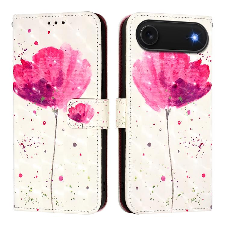 غطاء هاتف من الجلد بطلاء ثلاثي الأبعاد وقلب أفقي، لهواتف iPhone 17e / 16e، iPhone 17 Pro Max، iPhone 17 Pro، iPhone 17، iPhone Air، iPhone 16 Pro Max