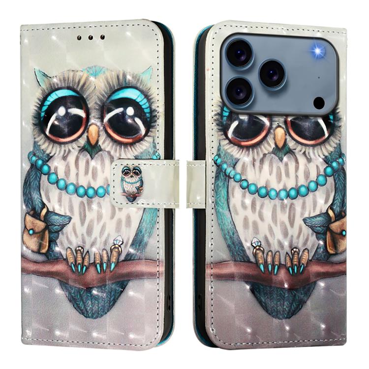 غطاء هاتف من الجلد بطلاء ثلاثي الأبعاد وقلب أفقي، لهواتف iPhone 17e / 16e، iPhone 17 Pro Max، iPhone 17 Pro، iPhone 17، iPhone Air، iPhone 16 Pro Max