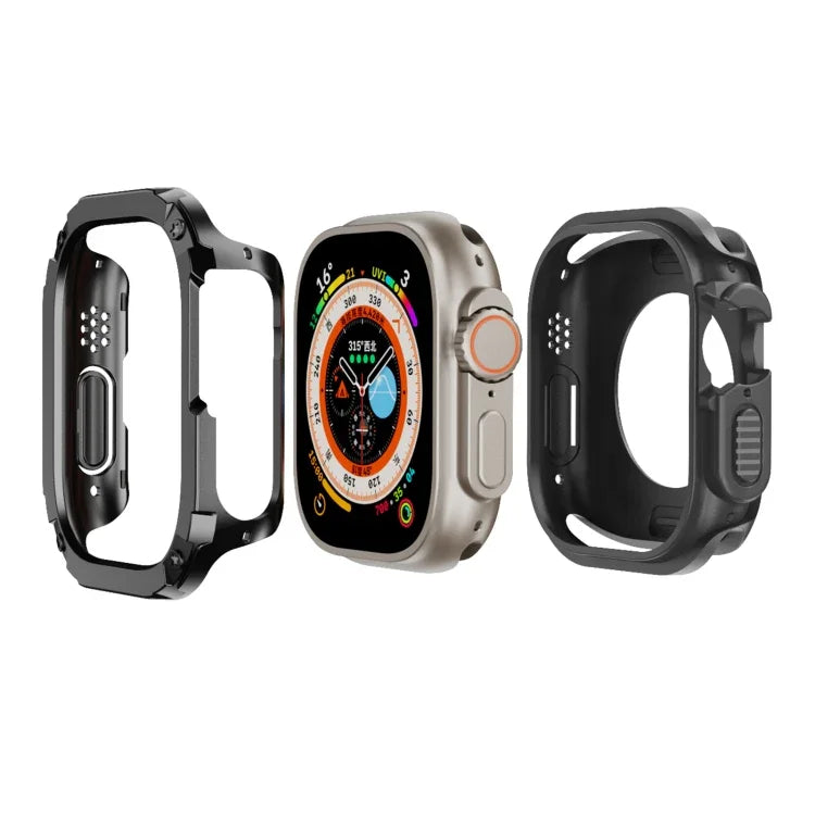 غطاء ساعة هجين من TPU وPC 2 في 1، لساعات Apple Watch السلسلة 6 / 5 / 4 / SE 44مم، لساعات Apple Watch السلسلة 6 / 5 / 4 / SE 40مم، لساعات Apple Watch Ultra 3 / 2 / 1 49مم، لساعات Apple Watch السلسلة 9 / 8 / 7 45مم، لساعات Apple Watch السلسلة 9 / 8 / 7 41مم