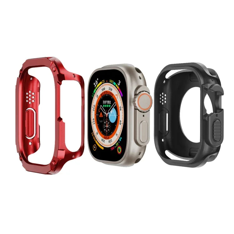 غطاء ساعة هجين من TPU وPC 2 في 1، لساعات Apple Watch السلسلة 6 / 5 / 4 / SE 44مم، لساعات Apple Watch السلسلة 6 / 5 / 4 / SE 40مم، لساعات Apple Watch Ultra 3 / 2 / 1 49مم، لساعات Apple Watch السلسلة 9 / 8 / 7 45مم، لساعات Apple Watch السلسلة 9 / 8 / 7 41مم