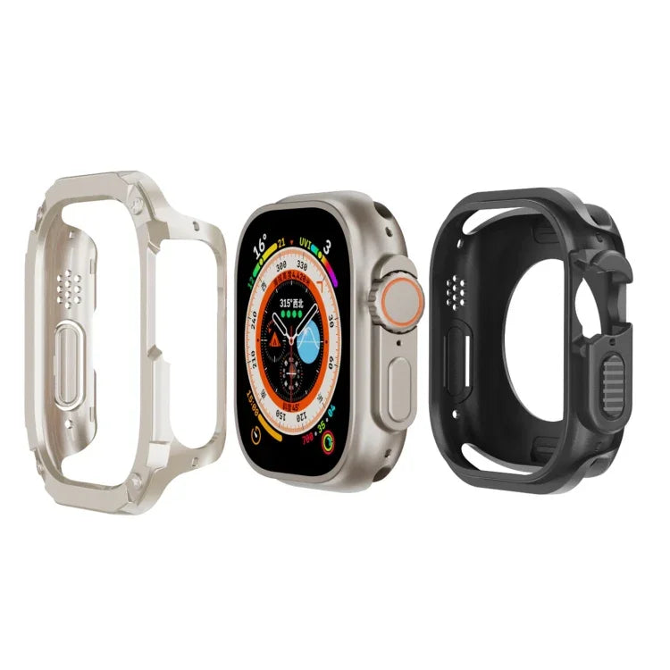 غطاء ساعة هجين من TPU وPC 2 في 1، لساعات Apple Watch السلسلة 6 / 5 / 4 / SE 44مم، لساعات Apple Watch السلسلة 6 / 5 / 4 / SE 40مم، لساعات Apple Watch Ultra 3 / 2 / 1 49مم، لساعات Apple Watch السلسلة 9 / 8 / 7 45مم، لساعات Apple Watch السلسلة 9 / 8 / 7 41مم