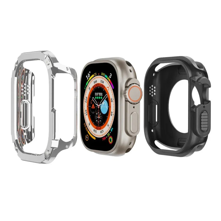 غطاء ساعة هجين من TPU وPC 2 في 1، لساعات Apple Watch السلسلة 6 / 5 / 4 / SE 44مم، لساعات Apple Watch السلسلة 6 / 5 / 4 / SE 40مم، لساعات Apple Watch Ultra 3 / 2 / 1 49مم، لساعات Apple Watch السلسلة 9 / 8 / 7 45مم، لساعات Apple Watch السلسلة 9 / 8 / 7 41مم