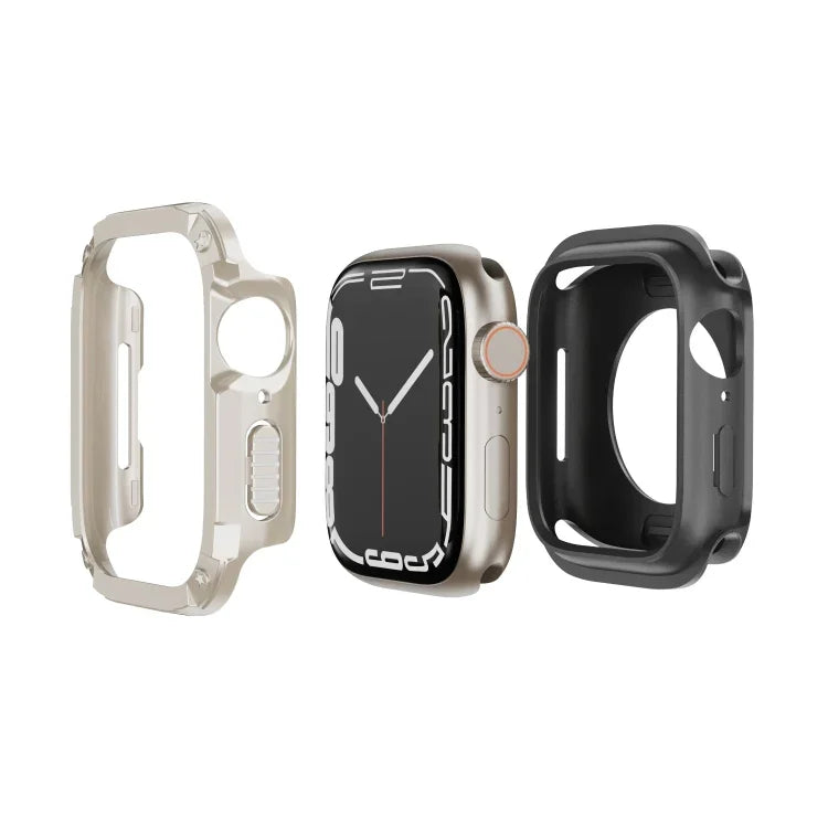 غطاء ساعة هجين من TPU وPC 2 في 1، لساعات Apple Watch السلسلة 6 / 5 / 4 / SE 44مم، لساعات Apple Watch السلسلة 6 / 5 / 4 / SE 40مم، لساعات Apple Watch Ultra 3 / 2 / 1 49مم، لساعات Apple Watch السلسلة 9 / 8 / 7 45مم، لساعات Apple Watch السلسلة 9 / 8 / 7 41مم