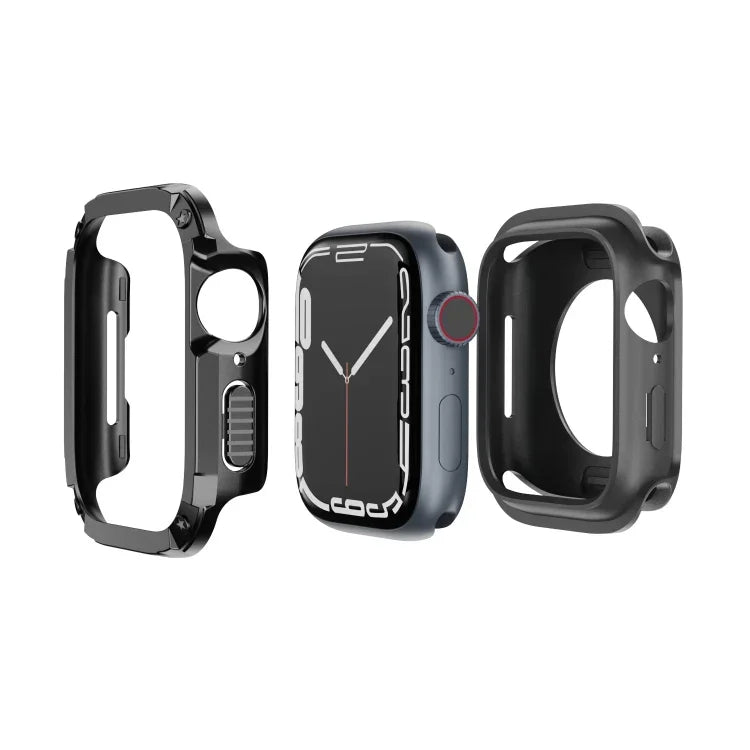 غطاء ساعة هجين من TPU وPC 2 في 1، لساعات Apple Watch السلسلة 6 / 5 / 4 / SE 44مم، لساعات Apple Watch السلسلة 6 / 5 / 4 / SE 40مم، لساعات Apple Watch Ultra 3 / 2 / 1 49مم، لساعات Apple Watch السلسلة 9 / 8 / 7 45مم، لساعات Apple Watch السلسلة 9 / 8 / 7 41مم