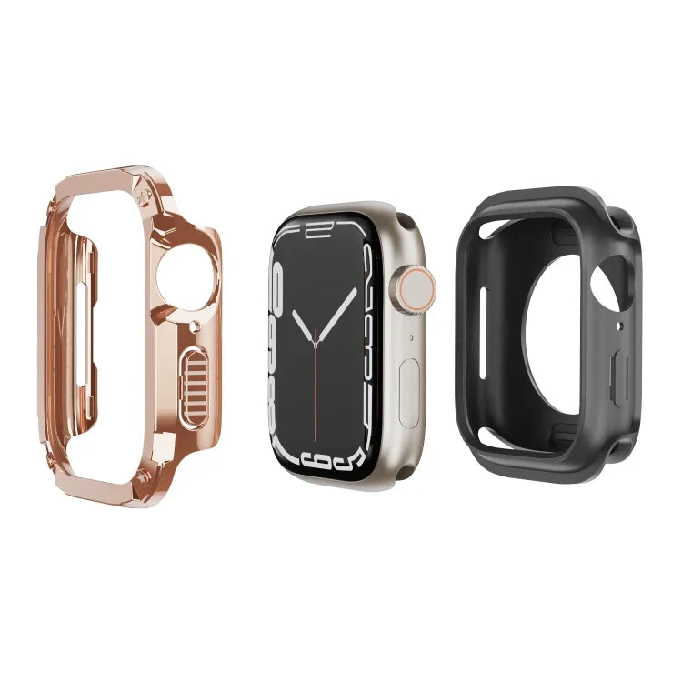 غطاء ساعة هجين من TPU وPC 2 في 1، لساعات Apple Watch السلسلة 6 / 5 / 4 / SE 44مم، لساعات Apple Watch السلسلة 6 / 5 / 4 / SE 40مم، لساعات Apple Watch Ultra 3 / 2 / 1 49مم، لساعات Apple Watch السلسلة 9 / 8 / 7 45مم، لساعات Apple Watch السلسلة 9 / 8 / 7 41مم