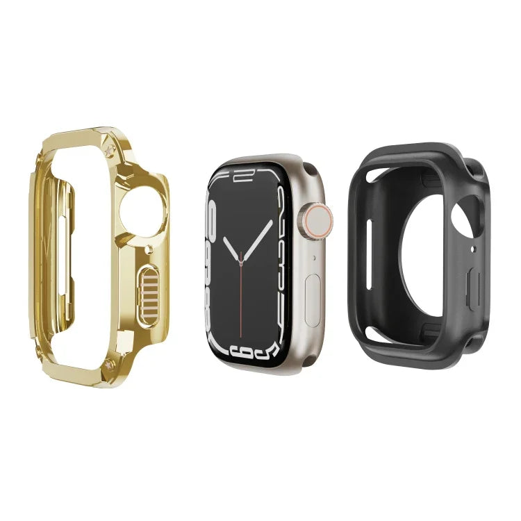 غطاء ساعة هجين من TPU وPC 2 في 1، لساعات Apple Watch السلسلة 6 / 5 / 4 / SE 44مم، لساعات Apple Watch السلسلة 6 / 5 / 4 / SE 40مم، لساعات Apple Watch Ultra 3 / 2 / 1 49مم، لساعات Apple Watch السلسلة 9 / 8 / 7 45مم، لساعات Apple Watch السلسلة 9 / 8 / 7 41مم