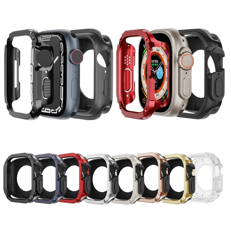 غطاء ساعة هجين من TPU وPC 2 في 1، لساعات Apple Watch السلسلة 6 / 5 / 4 / SE 44مم، لساعات Apple Watch السلسلة 6 / 5 / 4 / SE 40مم، لساعات Apple Watch Ultra 3 / 2 / 1 49مم، لساعات Apple Watch السلسلة 9 / 8 / 7 45مم، لساعات Apple Watch السلسلة 9 / 8 / 7 41مم