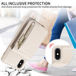 غطاء هاتف من الجلد بمحفظة بسحاب وحزام عبر الجسم، لهواتف iPhone XS Max، iPhone 7 Plus / 8 Plus