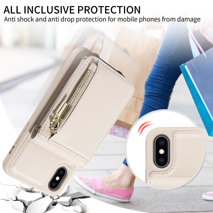 غطاء هاتف من الجلد بمحفظة بسحاب وحزام عبر الجسم، لهواتف iPhone XS Max، iPhone 7 Plus / 8 Plus