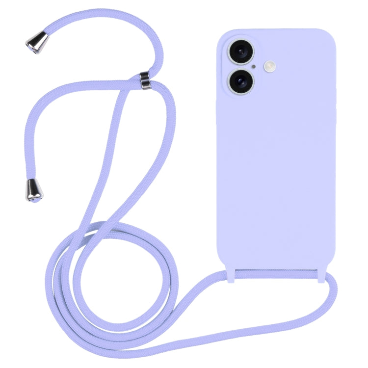 غطاء من السيليكون السائل بحزام عبر الجسم، لهواتف iPhone 16 Pro Max، iPhone 16 Pro، iPhone 16 Plus