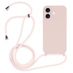 غطاء من السيليكون السائل بحزام عبر الجسم، لهواتف iPhone 16 Pro Max، iPhone 16 Pro، iPhone 16 Plus
