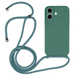 غطاء من السيليكون السائل بحزام عبر الجسم، لهواتف iPhone 16 Pro Max، iPhone 16 Pro، iPhone 16 Plus