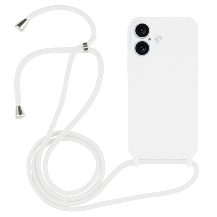 غطاء من السيليكون السائل بحزام عبر الجسم، لهواتف iPhone 16 Pro Max، iPhone 16 Pro، iPhone 16 Plus