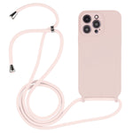 غطاء من السيليكون السائل بحزام عبر الجسم، لهواتف iPhone 16 Pro Max، iPhone 16 Pro، iPhone 16 Plus