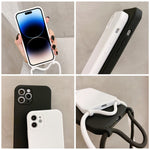 غطاء من السيليكون السائل بحزام عبر الجسم، لهواتف iPhone 16 Pro Max، iPhone 16 Pro، iPhone 16 Plus