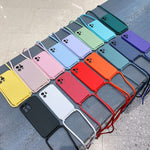 غطاء من السيليكون السائل بحزام عبر الجسم، لهواتف iPhone 16 Pro Max، iPhone 16 Pro، iPhone 16 Plus
