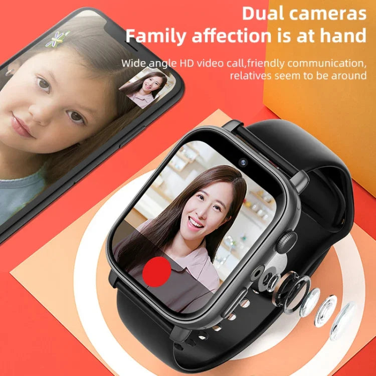 ساعة ذكية UNIWA X1S بمقاس 1.9 بوصة مقاومة للماء IP67، 4G أندرويد 8.1، بكاميرتين، تدعم قياس درجة الحرارة، 1G+8G، 2G+16G