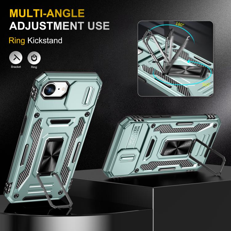 غطاء هاتف بدرع كاميرا من PC + TPU، لهواتف iPhone 17e / 16e، iPhone 17 Pro Max، iPhone 17 Pro، iPhone 17، iPhone Air، iPhone 16 Pro Max