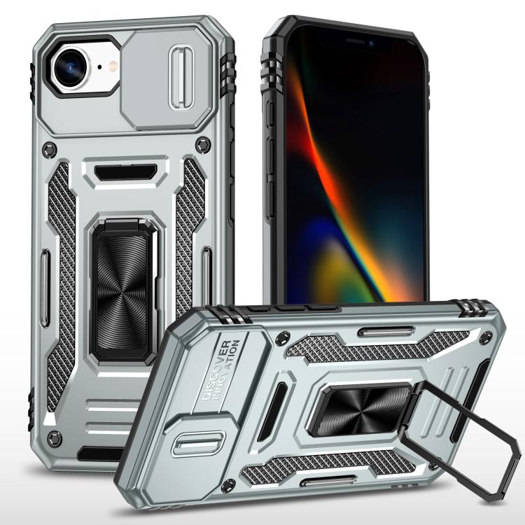 غطاء هاتف بدرع كاميرا من PC + TPU، لهواتف iPhone 17e / 16e، iPhone 17 Pro Max، iPhone 17 Pro، iPhone 17، iPhone Air، iPhone 16 Pro Max