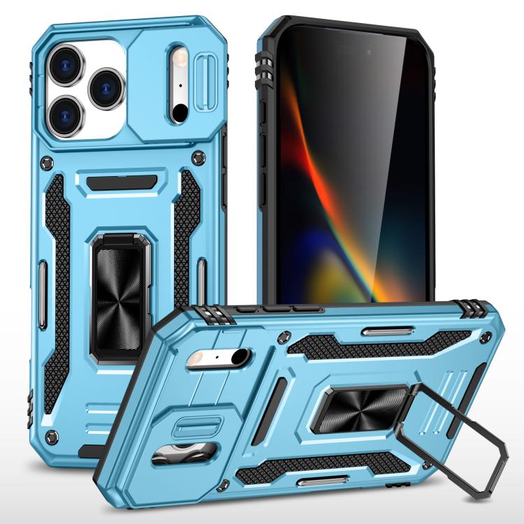 غطاء هاتف بدرع كاميرا من PC + TPU، لهواتف iPhone 17e / 16e، iPhone 17 Pro Max، iPhone 17 Pro، iPhone 17، iPhone Air، iPhone 16 Pro Max