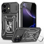 غطاء هاتف بدرع كاميرا من PC + TPU، لهواتف iPhone 17e / 16e، iPhone 17 Pro Max، iPhone 17 Pro، iPhone 17، iPhone Air، iPhone 16 Pro Max