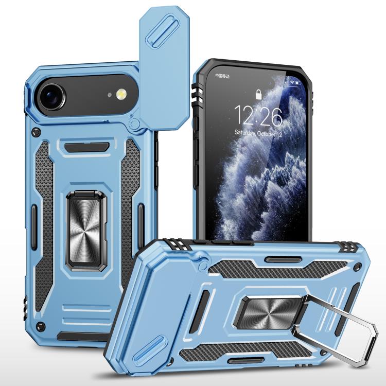غطاء هاتف بدرع كاميرا من PC + TPU، لهواتف iPhone 17e / 16e، iPhone 17 Pro Max، iPhone 17 Pro، iPhone 17، iPhone Air، iPhone 16 Pro Max