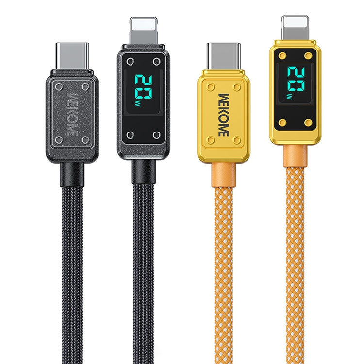 WK WDC-08 PD 20 واط USB-C/Type-C إلى 8 دبابيس كابل بيانات بشاشة رقمية، الطول: 1م، WDC-08
