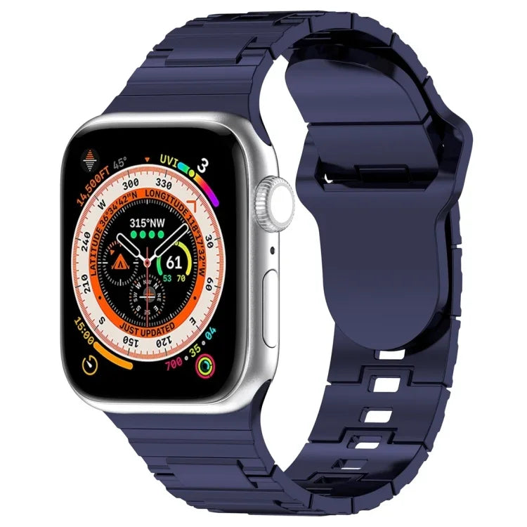 Square Buckle Armor Style Silicone Watch Band, For Apple Watch 9 45mm, For Apple Watch 9 41mm