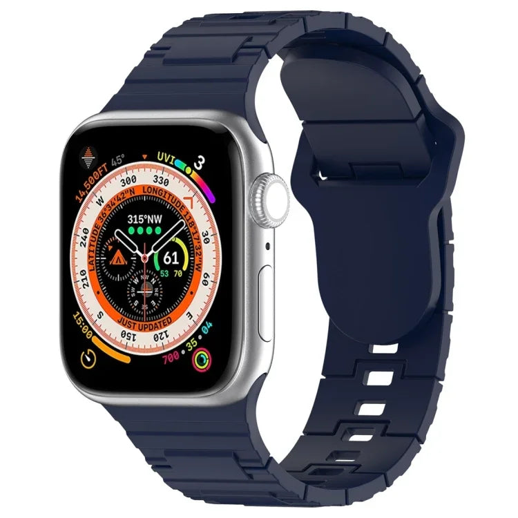 Square Buckle Armor Style Silicone Watch Band, For Apple Watch 9 45mm, For Apple Watch 9 41mm