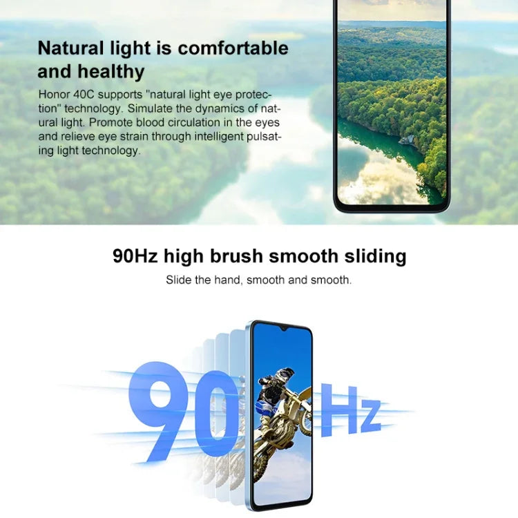 Honor Play 40C 5G، شاشة 6.56 بوصة MagicOS 7.1 معالج Snapdragon 480 Plus ثماني النواة حتى 2.2 جيجاهرتز، الشبكة: 5G، لا يدعم Google Play، 6 جيجابايت + 128 جيجابايت